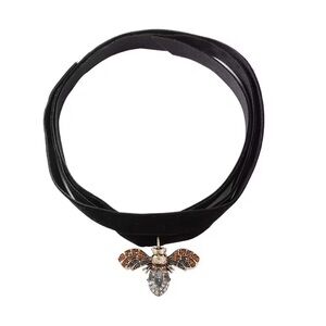 Vintage Bee Black Velvet Choker Necklace